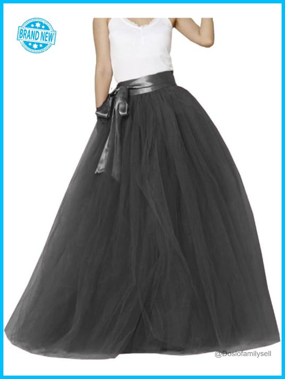 Long Tutu Tulle Skirt with Adjustable Elastic Waist for Party